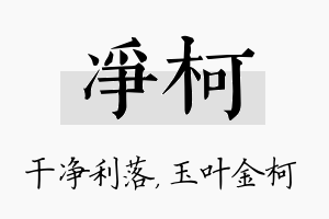 净柯名字的寓意及含义