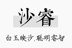 沙睿名字的寓意及含义