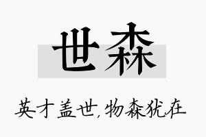 世森名字的寓意及含义