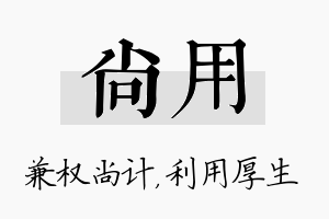 尚用名字的寓意及含义