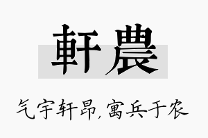 轩农名字的寓意及含义