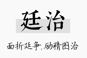 廷治名字的寓意及含义