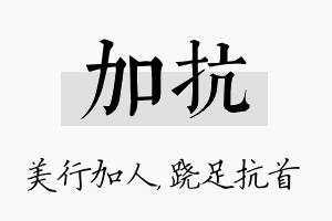 加抗名字的寓意及含义