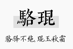 骆琨名字的寓意及含义