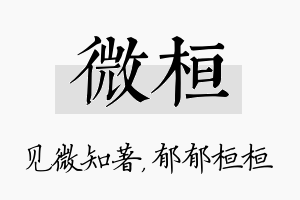 微桓名字的寓意及含义