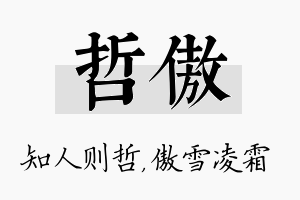 哲傲名字的寓意及含义