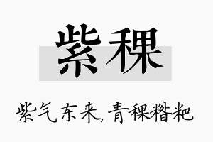 紫稞名字的寓意及含义