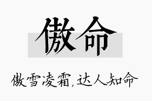 傲命名字的寓意及含义