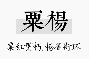 粟杨名字的寓意及含义