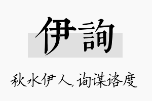 伊询名字的寓意及含义