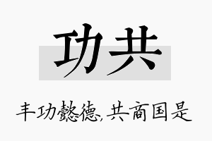 功共名字的寓意及含义