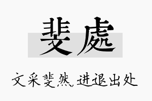 斐处名字的寓意及含义