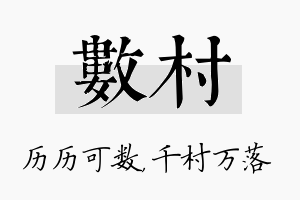 数村名字的寓意及含义