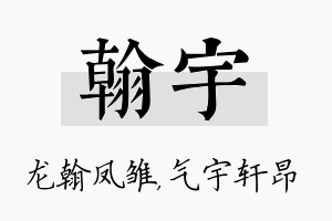 翰宇名字的寓意及含义