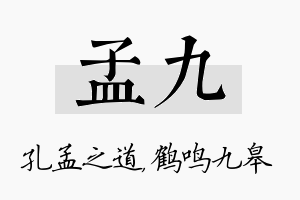 孟九名字的寓意及含义