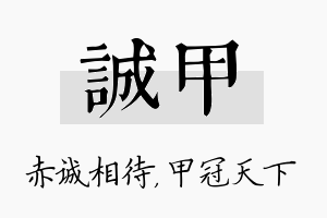 诚甲名字的寓意及含义