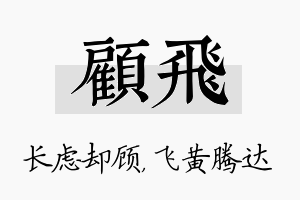 顾飞名字的寓意及含义