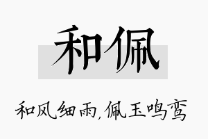 和佩名字的寓意及含义