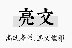 亮文名字的寓意及含义