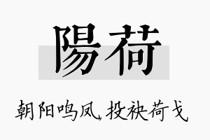 阳荷名字的寓意及含义