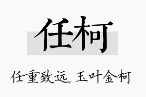 任柯名字的寓意及含义