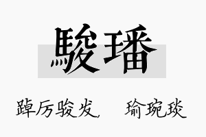 骏璠名字的寓意及含义