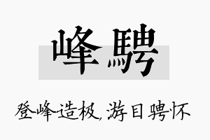 峰骋名字的寓意及含义