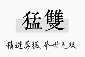 猛双名字的寓意及含义