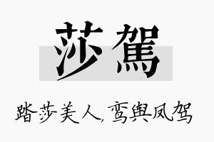 莎驾名字的寓意及含义