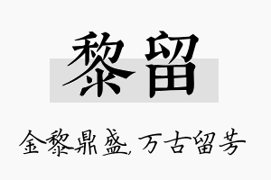 黎留名字的寓意及含义