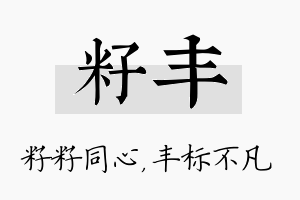 籽丰名字的寓意及含义