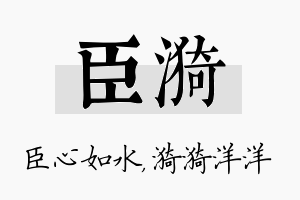 臣漪名字的寓意及含义