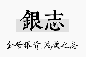 银志名字的寓意及含义