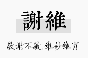 谢维名字的寓意及含义