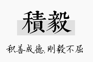 积毅名字的寓意及含义