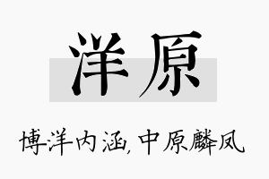 洋原名字的寓意及含义