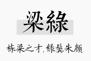 梁绿名字的寓意及含义