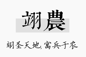 翊农名字的寓意及含义