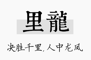 里龙名字的寓意及含义