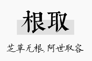 根取名字的寓意及含义