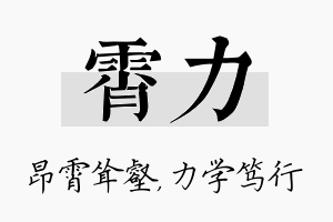 霄力名字的寓意及含义