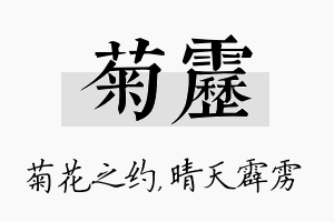 菊雳名字的寓意及含义