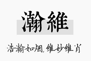 瀚维名字的寓意及含义