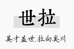 世拉名字的寓意及含义