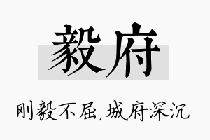 毅府名字的寓意及含义