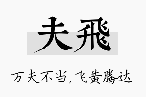 夫飞名字的寓意及含义