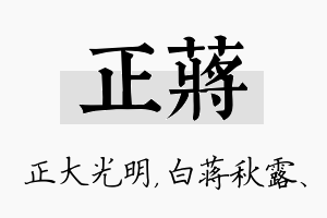 正蒋名字的寓意及含义