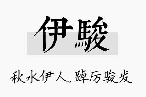 伊骏名字的寓意及含义