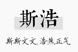 斯浩名字的寓意及含义