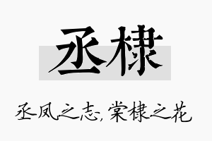 丞棣名字的寓意及含义